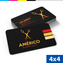 Cartão de Visita Verniz Localizado Couchê 300gr 9x5cm 4x4 Laminação Fosca Verniz Localizado Frente e Verso Cantos Arredondados